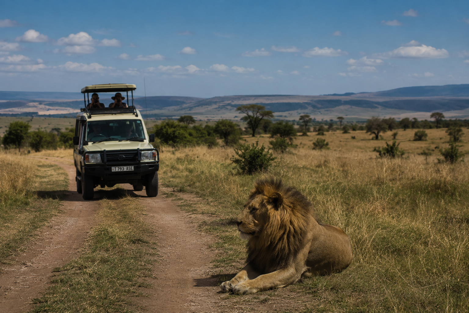 Hot air balloon above Serengeti
