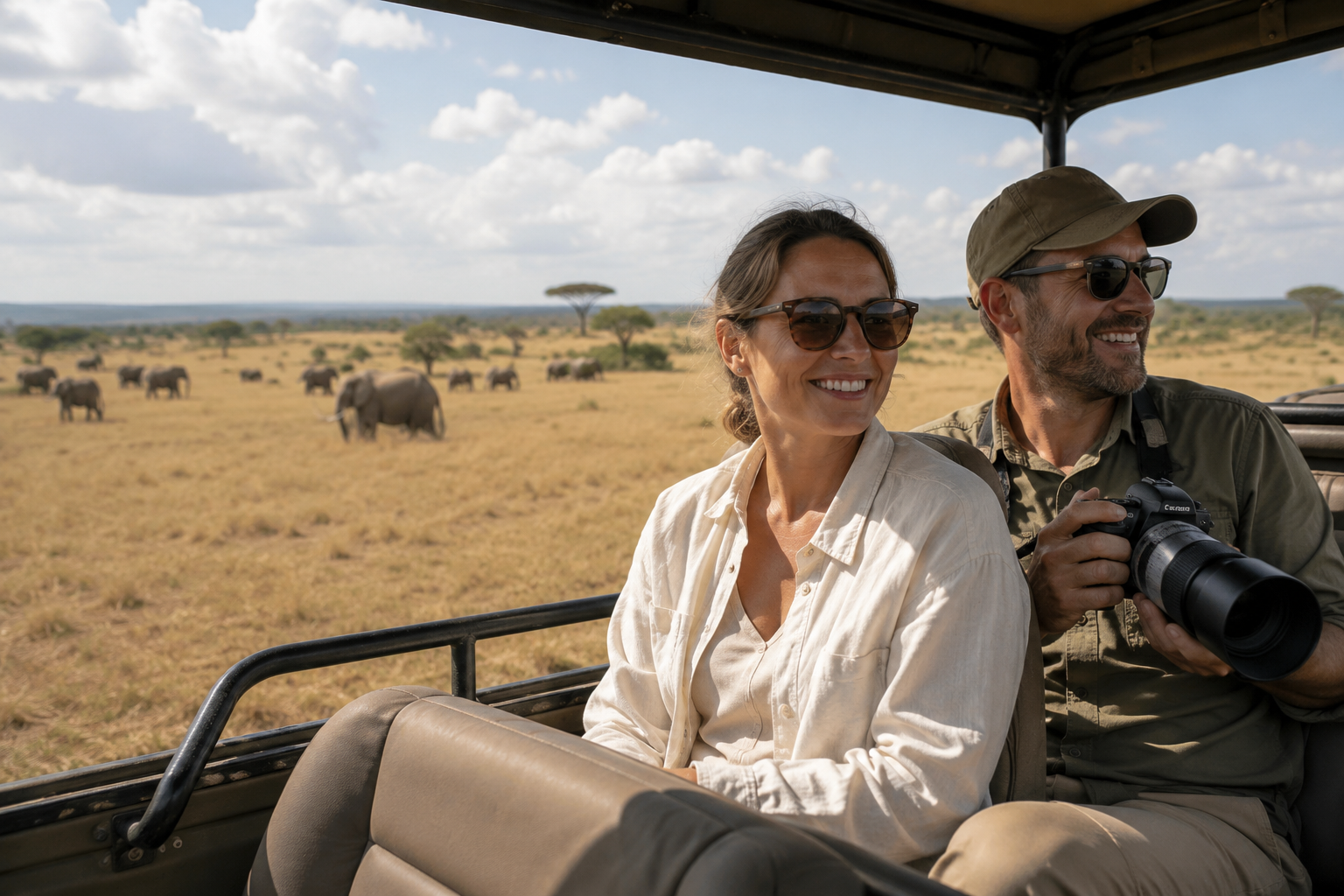 Happy guests enjoying a luxury safari with Temvora Safaris